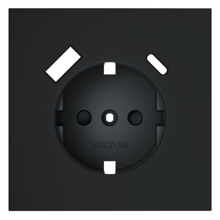 Накладка для розетки с заземлением и защитными шторками, с USB A+C Voltum S70 (графит) VLS001007