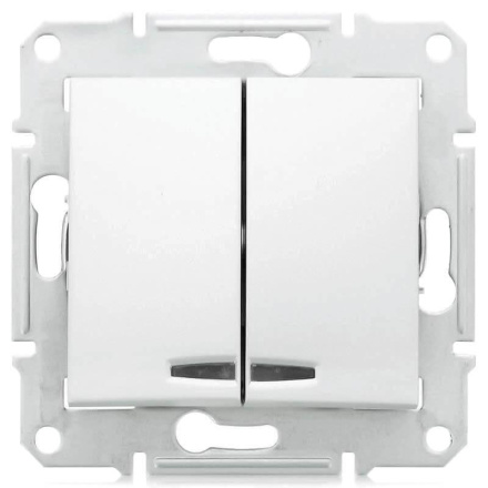 Выключатель двухклавишный с синей подсветкой Schneider Electric Sedna 10A 250V SDN0300321