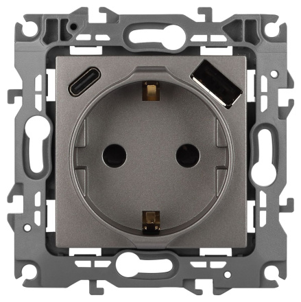 Розетка со шторками с USB type-A+C Эра 12-4108-16 Б0067762
