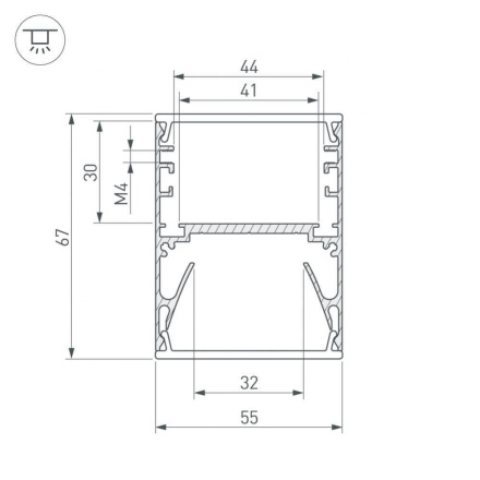 Профиль с экраном Arlight ALU-LINE-DUO-2000 ANOD+OPAL 024188