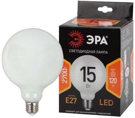 Лампа светодиодная Эра E27 15W 2700K F-LED G125-15w-827-E27 OPAL Б0047038