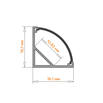 Профиль накладной Wolta WAP-S-16/16/2000-B