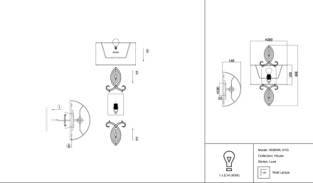 Настенный светильник Maytoni Luxe H006WL-01G