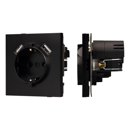 Механизм розетки с USB зарядкой Arlight SCT-TENDO-MUAA-PL-BK (230V, 16A) 054083