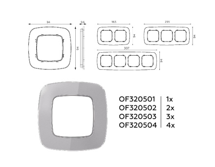 Рамка четырехместная Ambrella Volt Radian OF320504