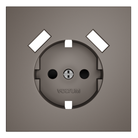 Накладка для розетки с заземлением и защитными шторками, с USB A+A Voltum S70 (капучино) VLS000914