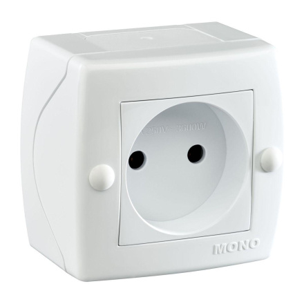 Розетка на 1 пост без заземления Mono Electric Octans IP20 16А 250В белый 104-010106-116
