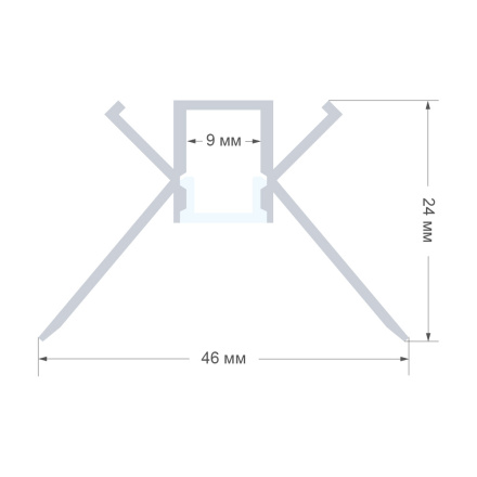 Профиль внутренний угол под штукатурку Apeyron ширина ленты до 9мм (рассеиватель, заглушки - 2шт) 08-46