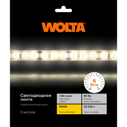 Светодиодная лента Wolta WLS2835-6W/3000/12H60-01