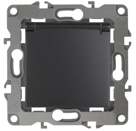 Розетка 2P+E Schuko со шторками с крышкой Эра 12-2103-05 Б0014697