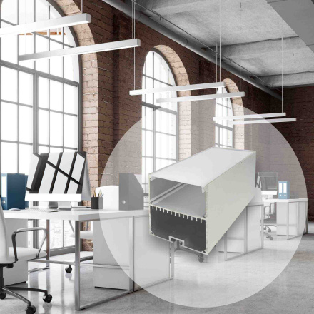 Профиль П-образный подвесной Apeyron ширина ленты до 60мм (рассеиватель, заглушки - 2шт) 08-28