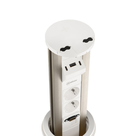 Блок розеток 12J (2 секции, USB type A+C + RJ45 + HDMI) беспроводная зарядка Mebax 00-00002598