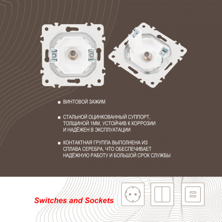 Розетка спутниковая SAT TV Arte Milano 205.42-1.white
