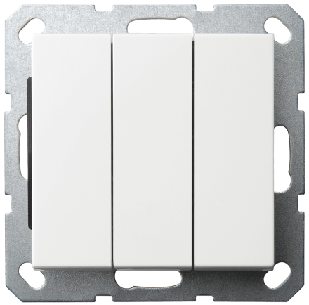 Выключатель трёхклавишный Jasmart с накладкой 10A 250V белый глянцевый G3031W