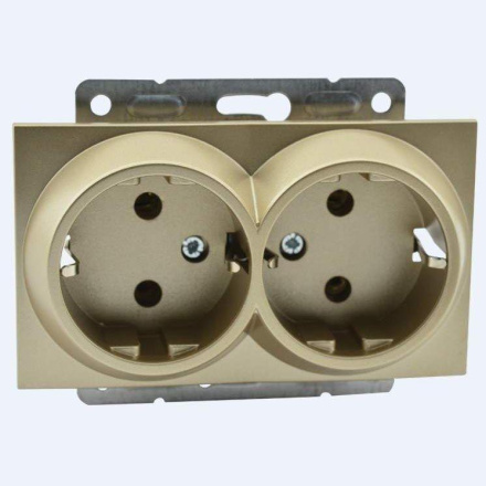 Розетка с заземлением двойная Mono Electric Despina-Larissa 16А 250В титан 500-002204-120