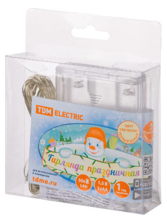 Светодиодная гирлянда TDM Electric Роса50 3хАА теплый белый без мерцания SQ0361-0052