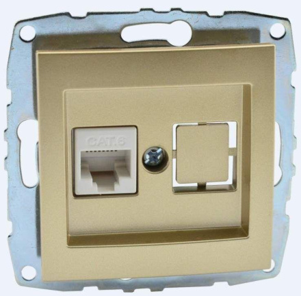 Розетка компьютерная Rj45 Cat6 Mono Electric Despina-Larissa титан 500-002205-125