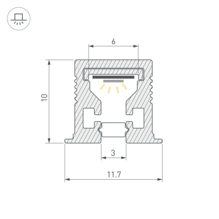 Профиль с экраном Arlight SL-MINI-3-H10-F12-2000 IRON GREY (Алюминий+пластик) 055322