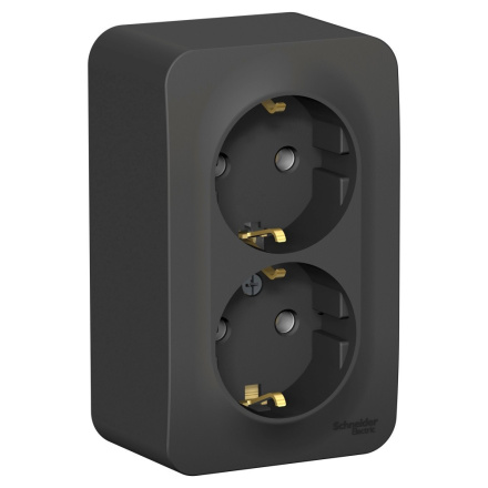 Розетка 2-ая с/з без шторок 16А, 250В, изолир. Пластина Systeme Electric Blanca наруж Антрацит BLNRA010216