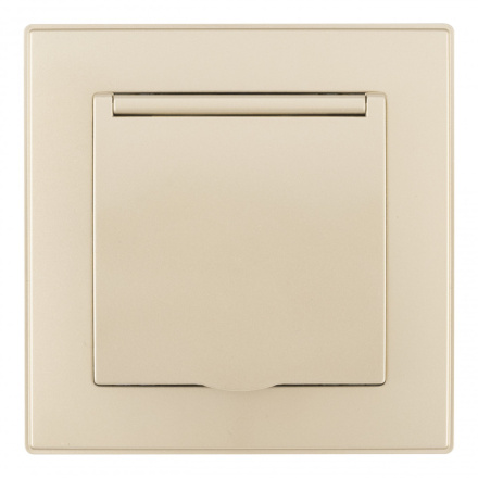 Комплект розетки с/з и шторками, защитной крышкой и рамкой Arte Milano SET06-1-41-1 shampan