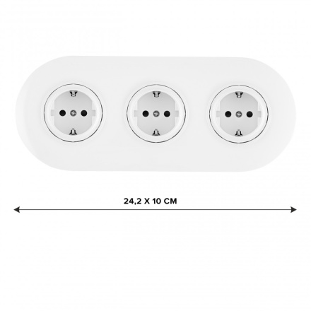 Круглая розетка тройная (трехпостовая) с/з и шторками Arte Milano SET08-3-40-1x3 white