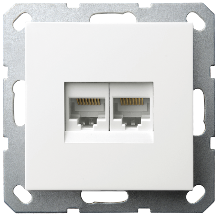 Интернет розетка Jasmart двойная разъем RJ45х2 с накладкой белый глянцевый G6106W
