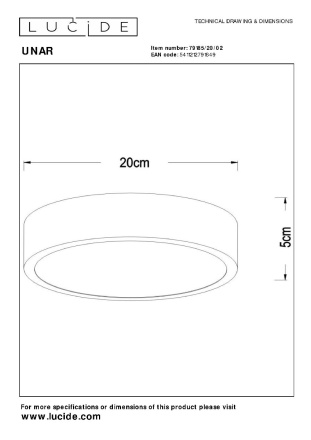 Потолочный светильник Lucide Unar 79185/20/02