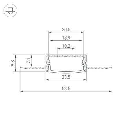 Профиль Arlight FANTOM-W20-H10-3000 ANOD (Алюминий) 062556