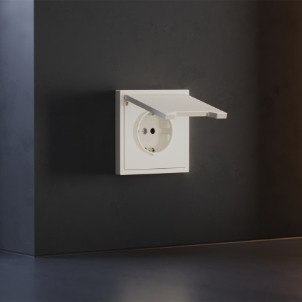 Накладка для розетки с заземлением, защитными шторками и крышкой Voltum S70 (хлопок) VLS000813