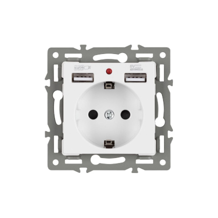 Механизм розетки с USB зарядкой Arlight SCT-MUAA-PL-WH (250V, 16A) 043733