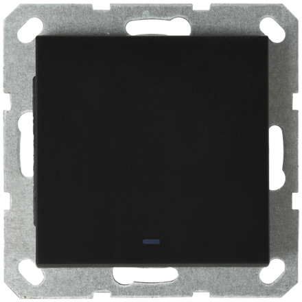 Выключатель одноклавишный Jasmart проходной со светодиодом с накладкой 10A 250V черный матовый (soft touch) G3012NPB