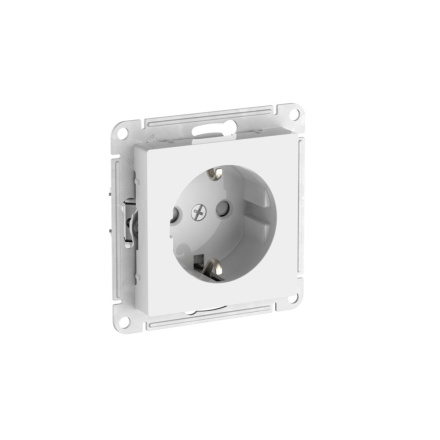 Розетка с заземлением со шторками, 16А быстрозажим. клем. Systeme Electric AtlasDesign Белый ATN000145S