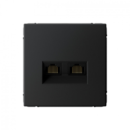 Розетка двойная компьютерная RJ45+RJ45, кат. 5е, механизм Systeme Electric ArtGallery Карбон GAL001085