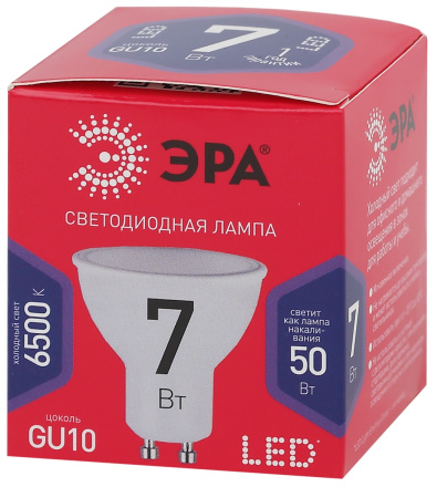 Лампа светодиодная Эра GU10 7W 6500K LED MR16-7W-865-GU10 R Б0045350