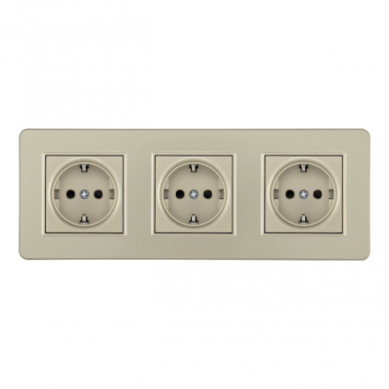 Розетка тройная (трехпостовая) с/з и шторками Arte Milano SET16-3-40-1x3 shampan