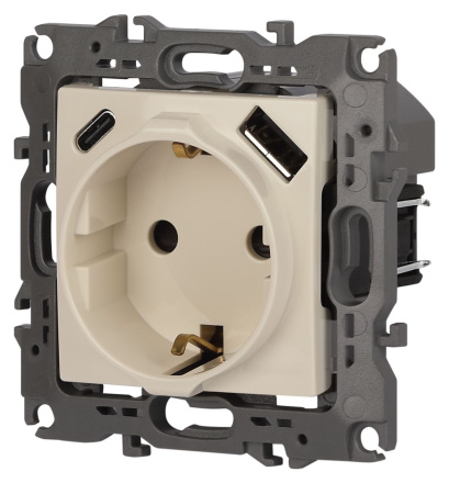 Розетка со шторками с USB type-A+C Эра 12-4108-02 Б0067731