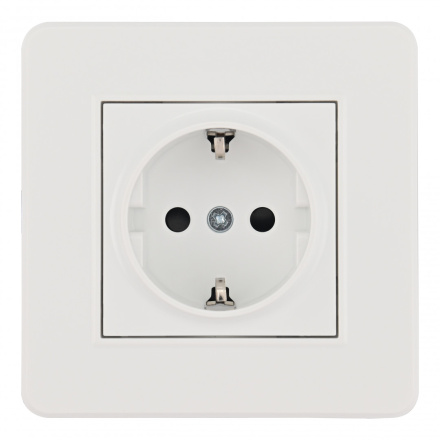 Комплект розетки с/з и шторками и рамкой Arte Milano SET16-1-40-1 white