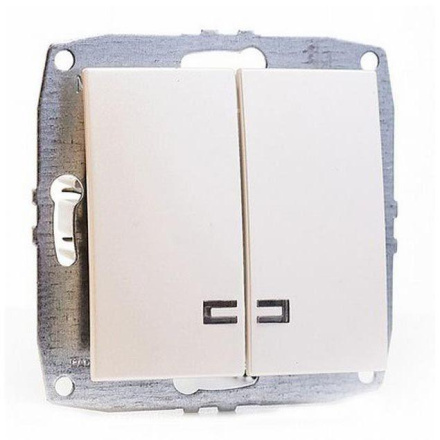 Выключатель двухклавишный с подсветкой Mono Electric Despina-Larissa 10А 250В жемчуг 500-002525-103