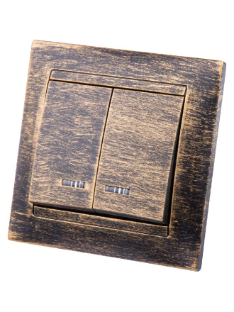 Выключатель двухклавишный с подсветкой Лама TDM Electric SQ1815-0747