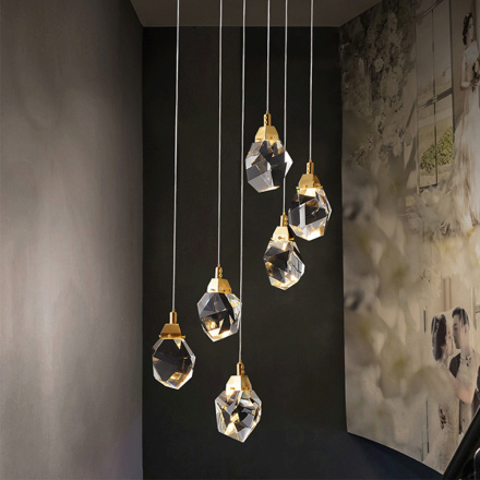 Подвесной светильник Delight Collection Crystal rock II 9701P/6R brass