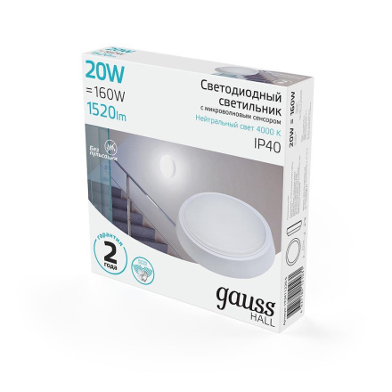 Настенно-потолочный светодиодный светильник Gauss Hall 193411220-S