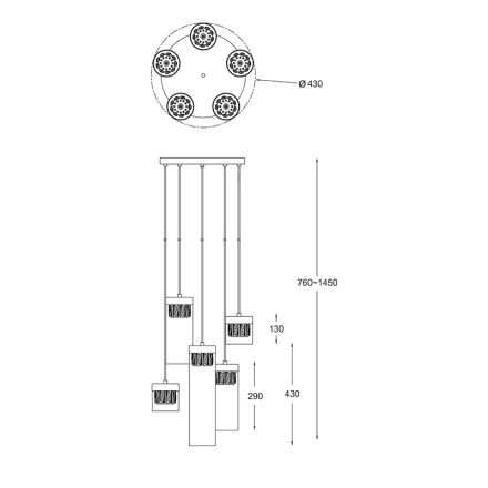 Подвесной светильник Zumaline GEM P0389-05D-F4AC