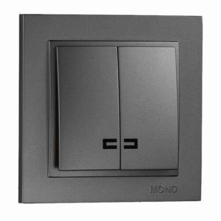 Выключатель двухклавишный с подсветкой Mono Electric Despina 10А 250В графит 102-202025-103