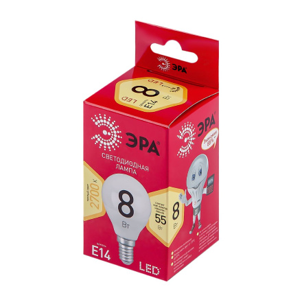 Лампа светодиодная Эра E14 8W 2700K LED P45-8W-827-E14 R Б0050697