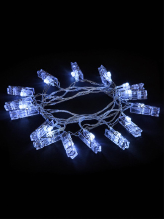 Светодиодная гирлянда TDM Electric Прищепки 250V белая 8 режимов SQ0361-0093