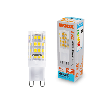 Светодиодная лампа WOLTA 5Вт 6500K G9 кукуруза матовая WSTD-JCD-5W6KG9-C