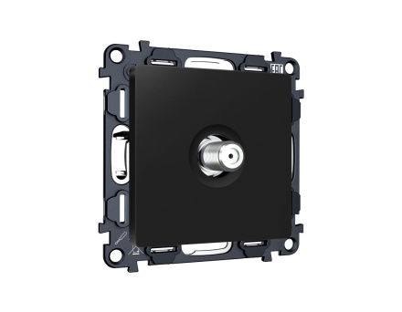 Комплект механизма TV розетки SAT 5-2400MHz 3.5dB Alfa Черный матовый Quant Ambrella Volt MA813050 (AP8130, VM215)