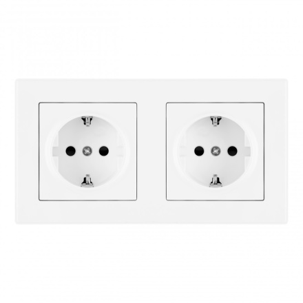 Розетка двойная (двухпостовая) с/з и шторками Arte Milano SET06-2-40-1x2 white