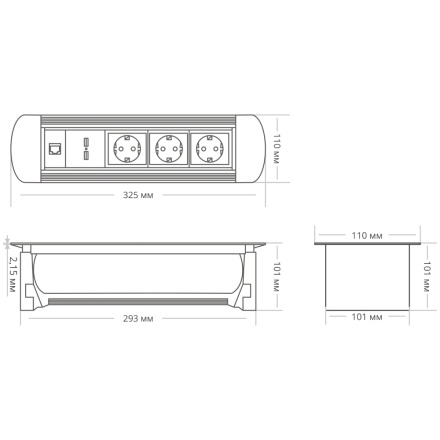 Блок розеток MX-117 (3 секции, 2 USB и RJ-45) Mebax 00-00001184