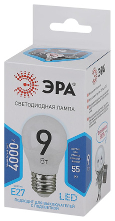 Лампа светодиодная Эра E27 9W 4000K LED P45-9W-840-E27 Б0029044